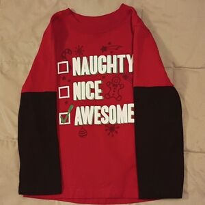 Holiday Time Red and Black Long Sleeve Kids Tee